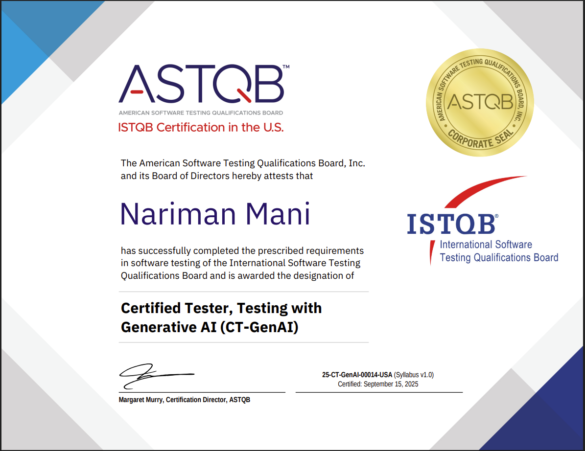 ASTQB - ISTQB®  in the U.S., Certified Tester, Testing with Generative AI (CT-GenAI)