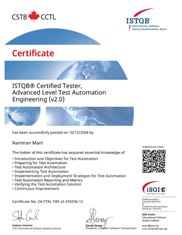ISTQB® Certified Tester, Advanced Level Test Automation Engineering (v2.0)